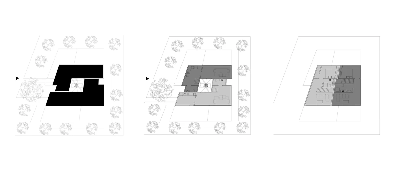 Plan overview: site and two floor levels