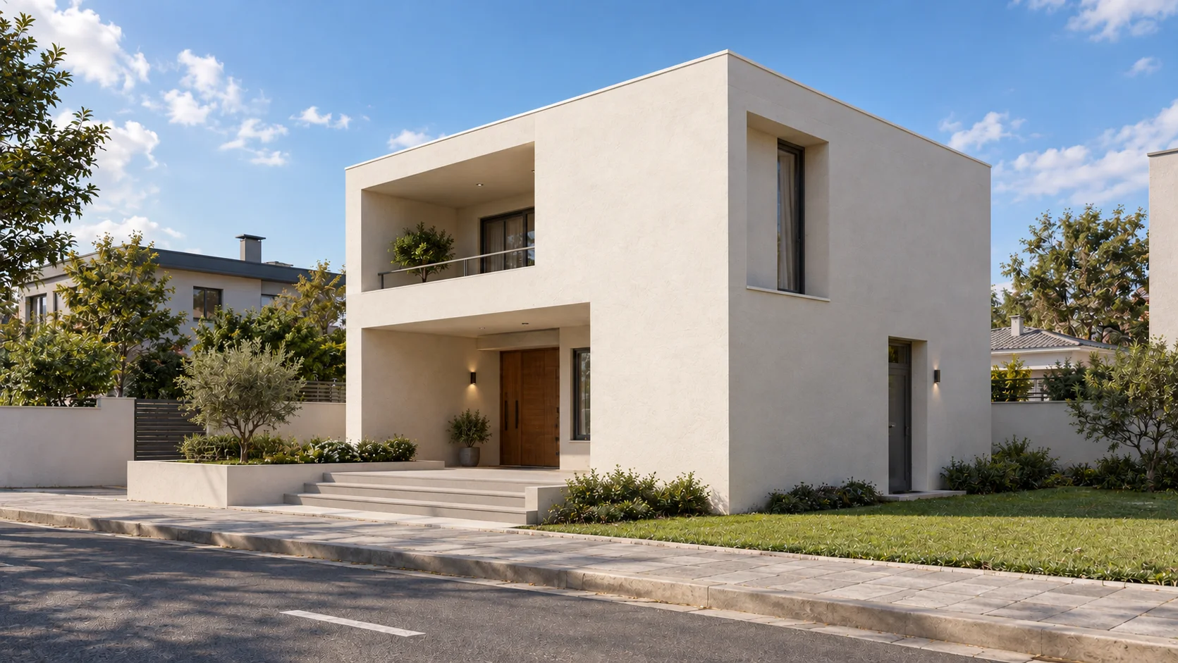 Updated exterior visualisation and landscaped entrance