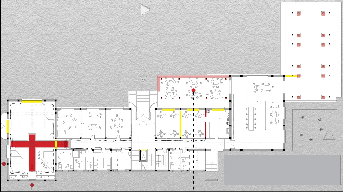 Plan: new routes within the inherited building