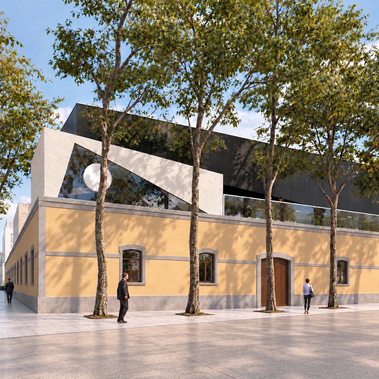 Exterior visualisation: new geometry above the existing fabric