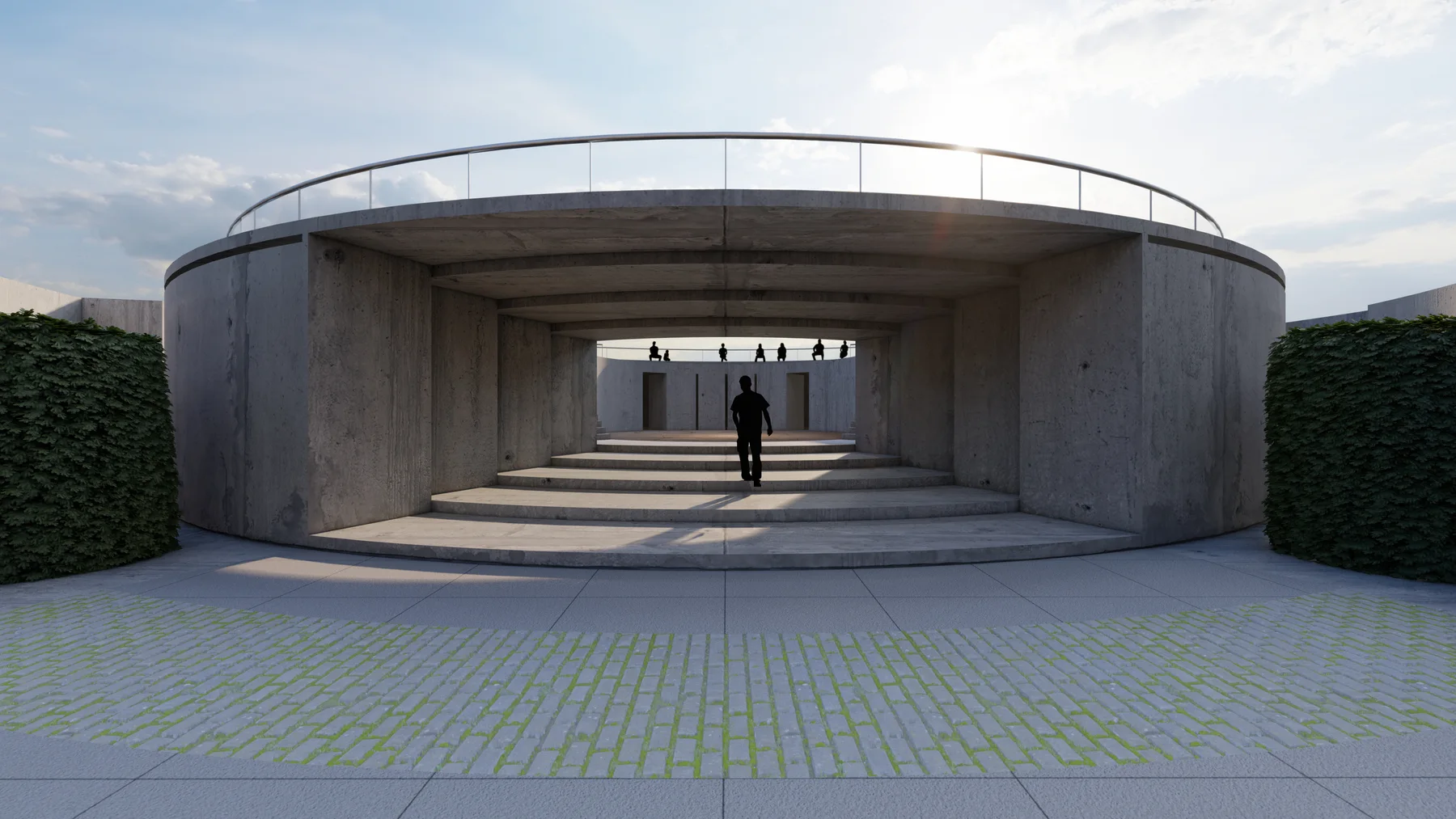 Approach to the circular pavilion