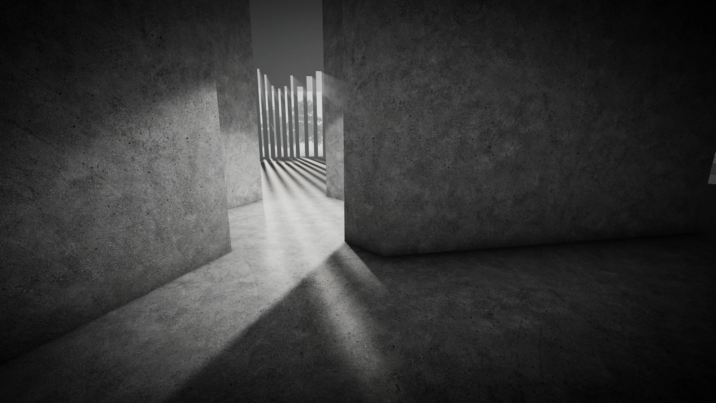 Slit window: light across the enclosed interior